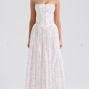 House of CB Ysabella White Posy Print Cotton Maxi Sundress